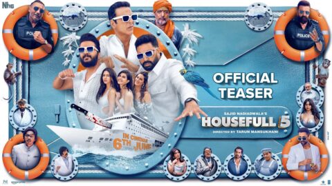 Poster of Housefull 5 (2025) featuring Akshay Kumar, Riteish Deshmukh, and Abhishek Bachchan in a comedy-packed avatar.