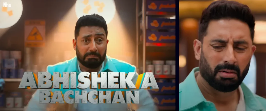 Abhishek Bachchan caught in a hilarious moment from Housefull 5, reacting to the chaos around him